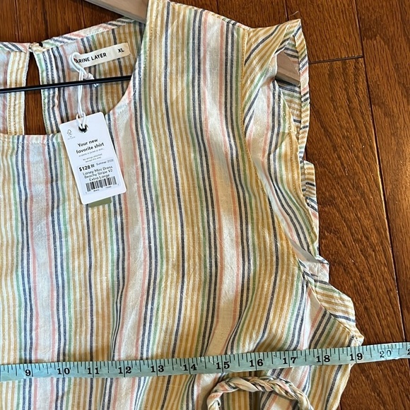 NWT Marine Layer | Beachy Stripe Laney Tiered Minidress Size XL Tencel/Linen - Picture 10 of 11